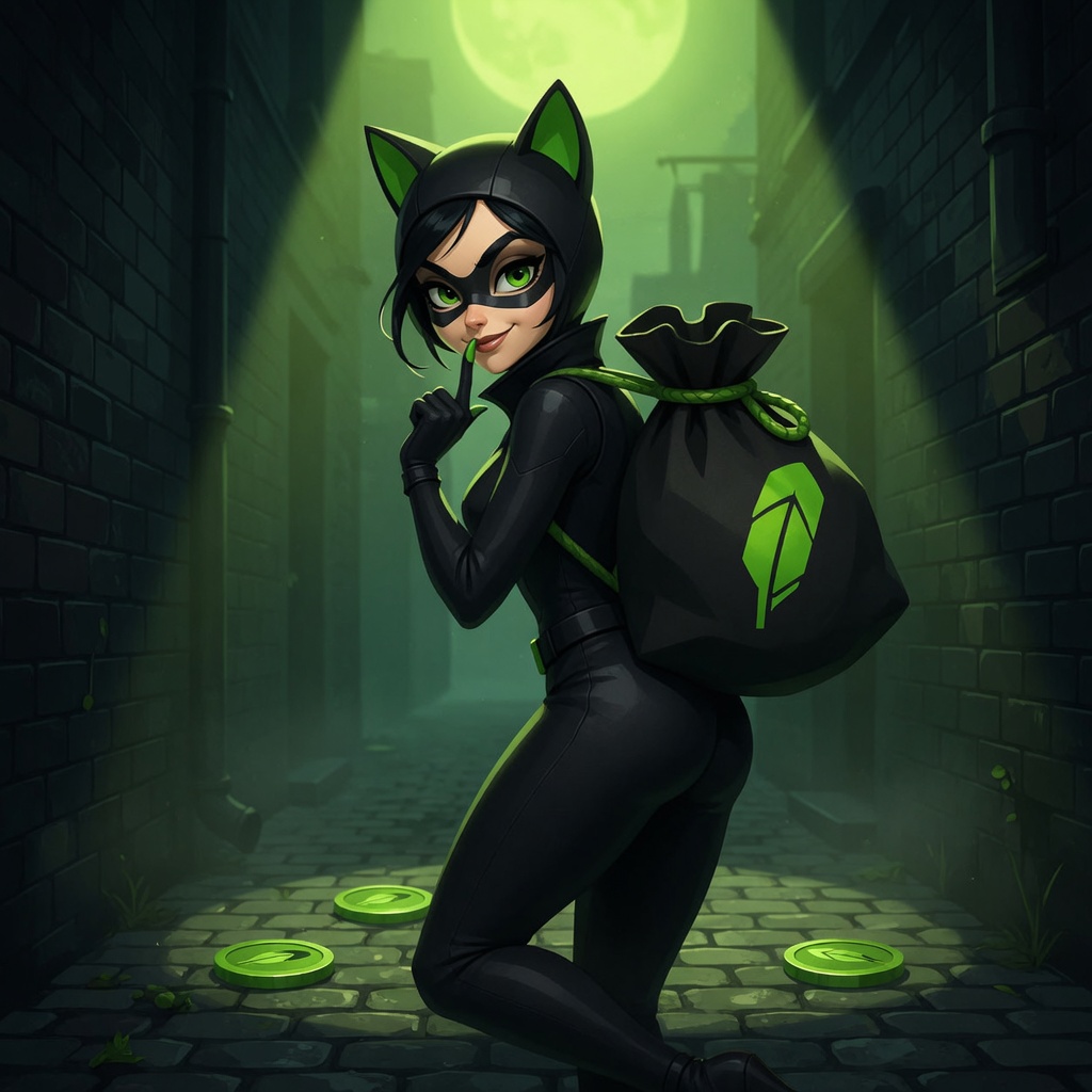 CATWOMAN sneaking off with a bag