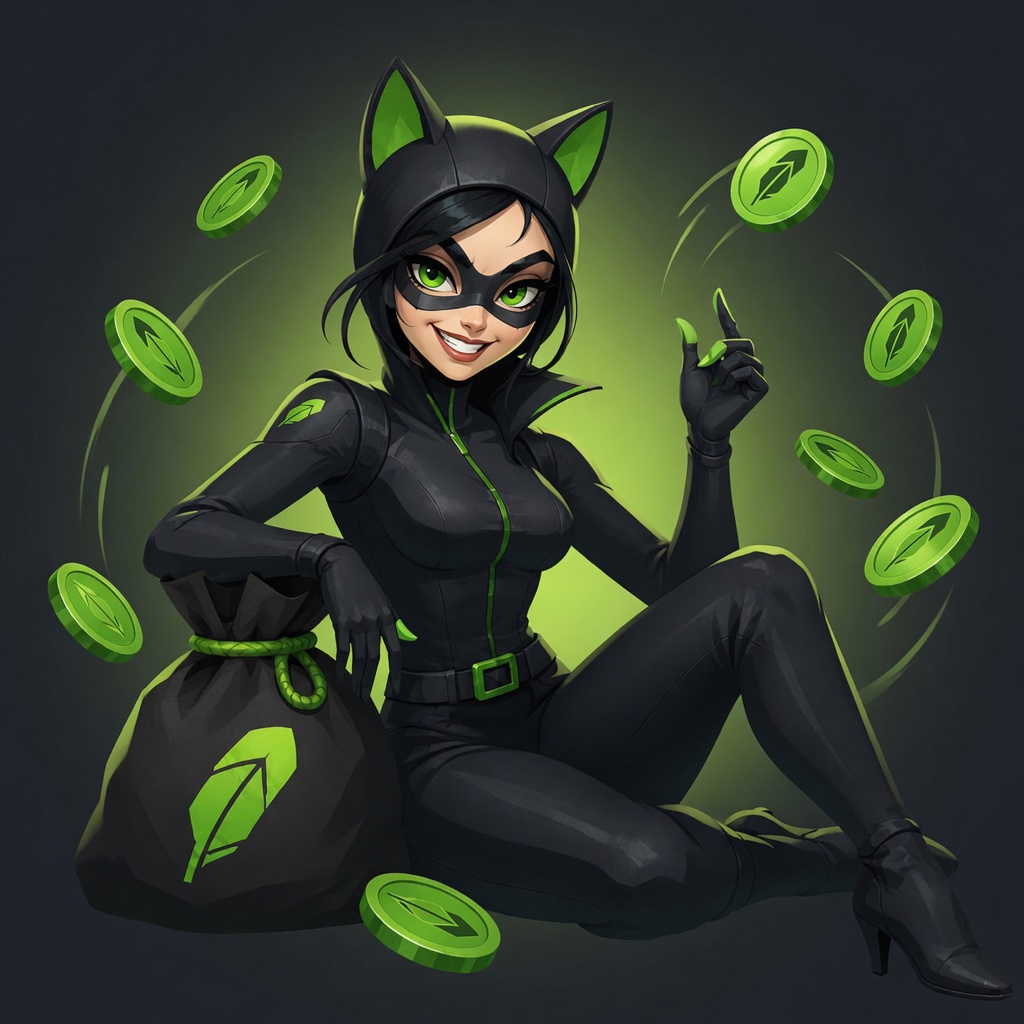 CATWOMAN snatching a falling coin